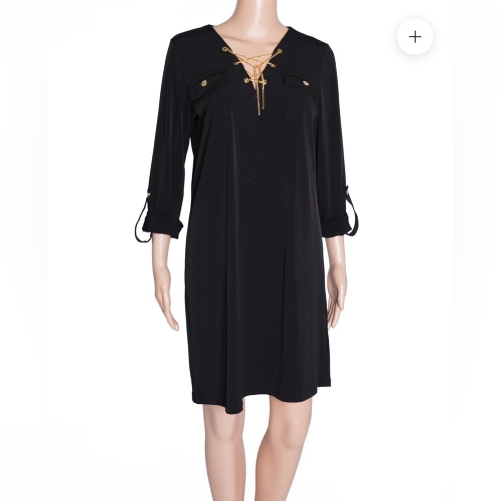 MICHAEL Michael Kors Black Dress with Gold Chain Detail